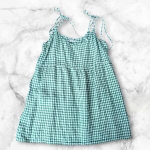 REFORMATION GREEN GINGHAM TIE MINI DRESS SIZE L
